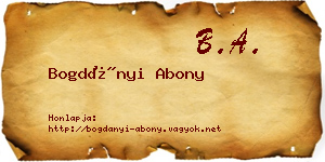 Bogdányi Abony névjegykártya